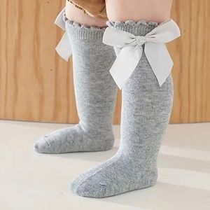 5pairs Baby Frill Trim Big Bow Decor Warm Winter Over The Knee Socks